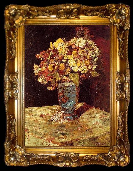 framed  Monticelli, Adolphe-Joseph Still Life with Wild and Garden Flowers, ta009-2